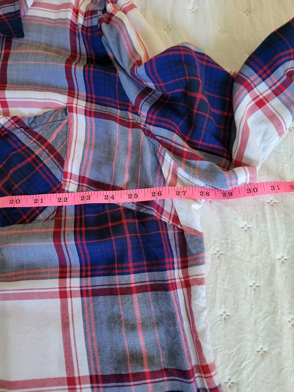 Ava & Viv Red, Blue and White Plaid Button-Down Shirt - Picture 5 of 11